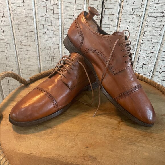 Cole Haan Jefferson Oxford Size11.5 M Grand Cap Toe Brogue Brown Dress Shoe - Picture 1 of 7